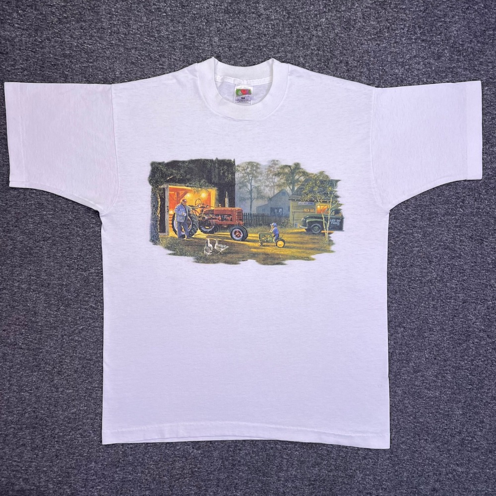 VTG 90s Common‎ Ground Graphic Shirt Mens L White Single Stitched Dave Barnhouse